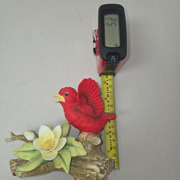 Cardinal Bird on Tree w Flower VTG 80's Lefton Figurine - Picture 7 of 8